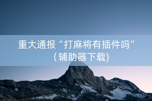 重大通报“打麻将有插件吗”（辅助器下载)