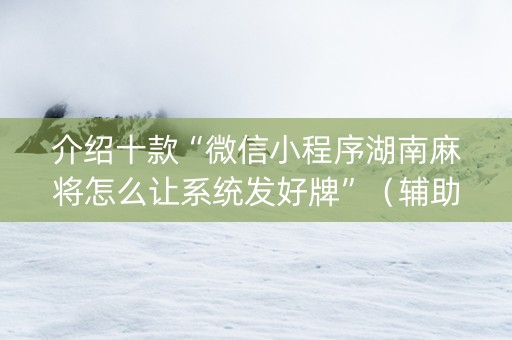 介绍十款“微信小程序湖南麻将怎么让系统发好牌”（辅助器通用版)
