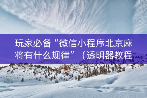 玩家必备“微信小程序北京麻将有什么规律”（透明器教程)