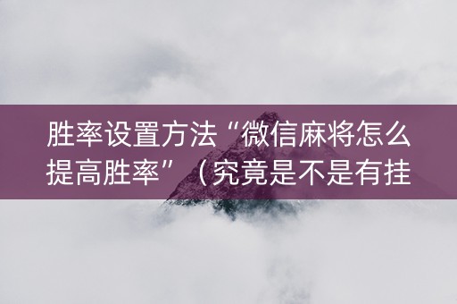 胜率设置方法“微信麻将怎么提高胜率”（究竟是不是有挂)