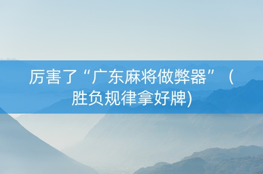 厉害了“广东麻将做弊器”（胜负规律拿好牌)