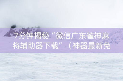 7分钟揭秘“微信广东雀神麻将辅助器下载”（神器最新免费)