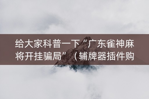 给大家科普一下“广东雀神麻将开挂骗局”（辅牌器插件购买)