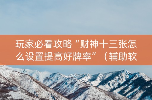 玩家必看攻略“财神十三张怎么设置提高好牌率”（辅助软件)