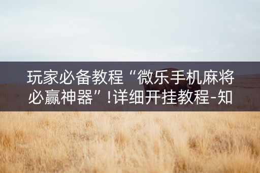 玩家必备教程“微乐手机麻将必赢神器”!详细开挂教程-知乎