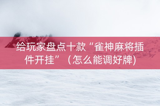 给玩家盘点十款“雀神麻将插件开挂”（怎么能调好牌)
