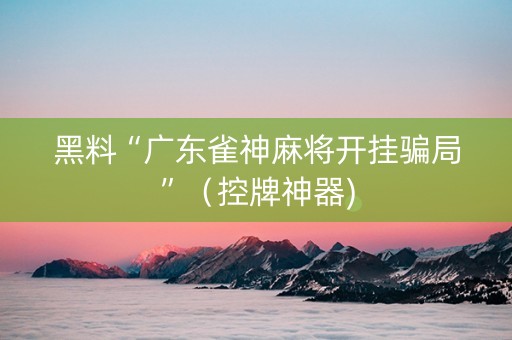 黑料“广东雀神麻将开挂骗局”（控牌神器)