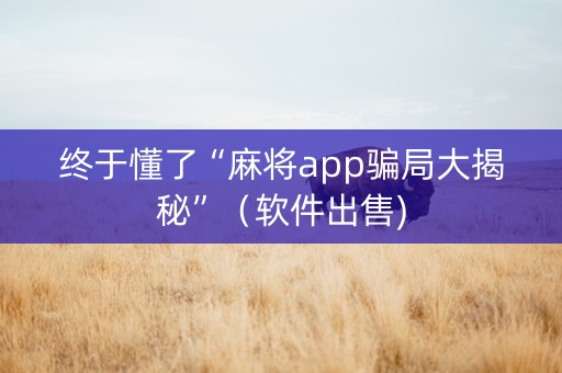 终于懂了“麻将app骗局大揭秘”（软件出售)