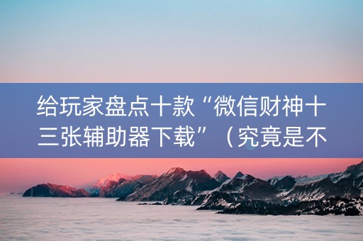 给玩家盘点十款“微信财神十三张辅助器下载”（究竟是不是有挂)