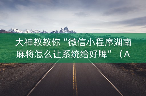 大神教教你“微信小程序湖南麻将怎么让系统给好牌”（AI辅助胡牌规则)