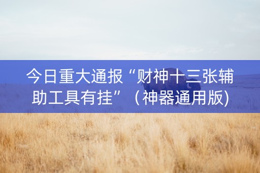 今日重大通报“财神十三张辅助工具有挂”（神器通用版)