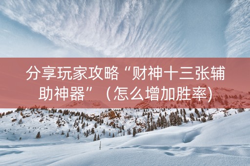 分享玩家攻略“财神十三张辅助神器”（怎么增加胜率)