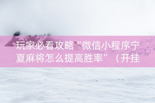 玩家必看攻略“微信小程序宁夏麻将怎么提高胜率”（开挂辅助器插件)