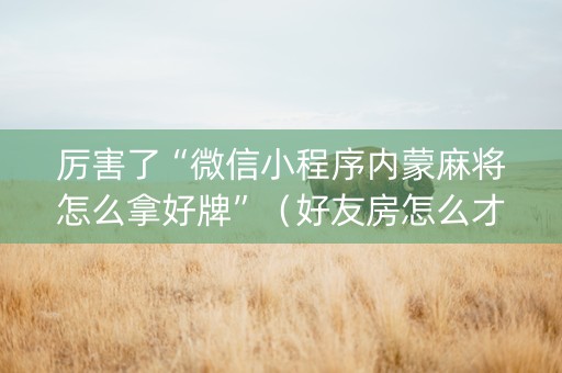 厉害了“微信小程序内蒙麻将怎么拿好牌”（好友房怎么才能赢)