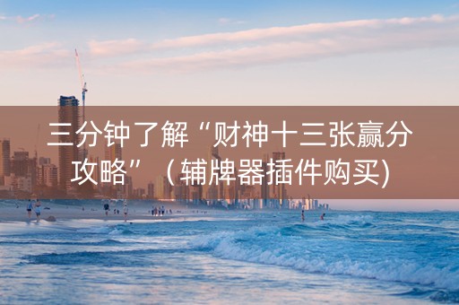三分钟了解“财神十三张赢分攻略”（辅牌器插件购买)