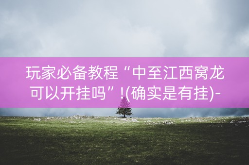 玩家必备教程“中至江西窝龙可以开挂吗”!(确实是有挂)-知乎