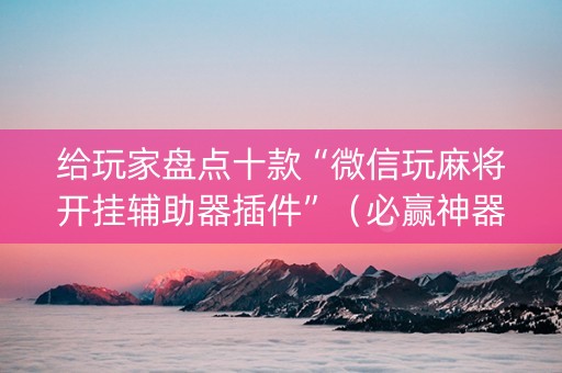 给玩家盘点十款“微信玩麻将开挂辅助器插件”（必赢神器免费安装)