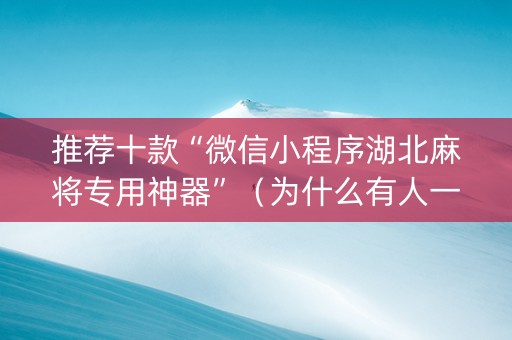 推荐十款“微信小程序湖北麻将专用神器”（为什么有人一直赢)