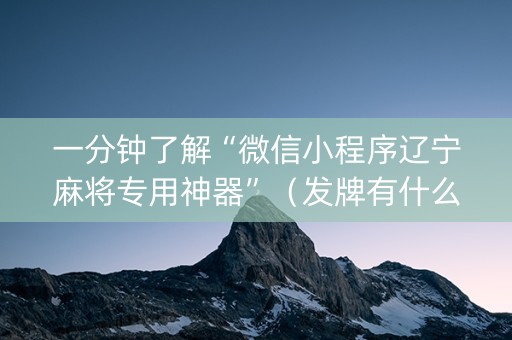 一分钟了解“微信小程序辽宁麻将专用神器”（发牌有什么规律吗)