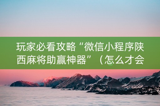 玩家必看攻略“微信小程序陕西麻将助赢神器”（怎么才会赢)