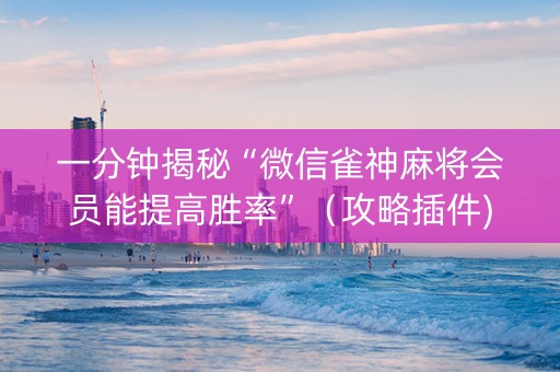 一分钟揭秘“微信雀神麻将会员能提高胜率”（攻略插件)