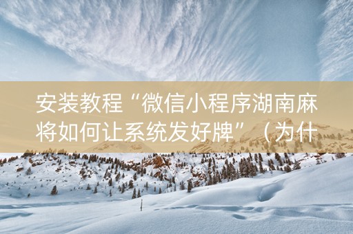安装教程“微信小程序湖南麻将如何让系统发好牌”（为什么有人一直赢)