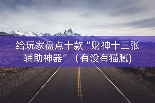 给玩家盘点十款“财神十三张辅助神器”（有没有猫腻)