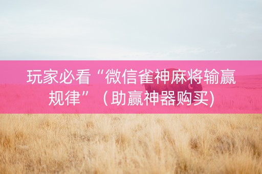 玩家必看“微信雀神麻将输赢规律”（助赢神器购买)