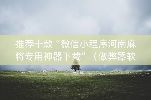 推荐十款“微信小程序河南麻将专用神器下载”（做弊器软件下载)