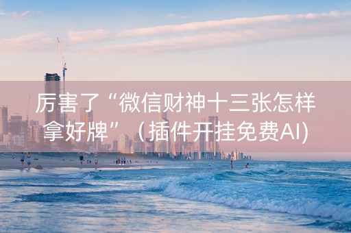 厉害了“微信财神十三张怎样拿好牌”（插件开挂免费AI)