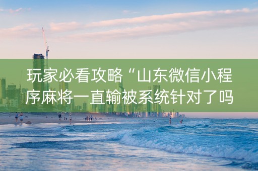 玩家必看攻略“山东微信小程序麻将一直输被系统针对了吗”（必赢神器)