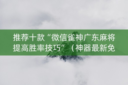 推荐十款“微信雀神广东麻将提高胜率技巧”（神器最新免费)