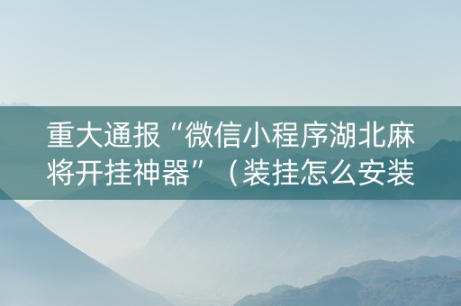 重大通报“微信小程序湖北麻将开挂神器”（装挂怎么安装)