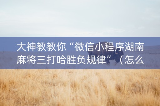 大神教教你“微信小程序湖南麻将三打哈胜负规律”（怎么设置能有好牌)