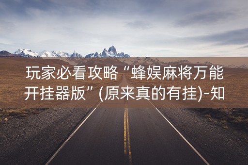 玩家必看攻略“蜂娱麻将万能开挂器版”(原来真的有挂)-知乎