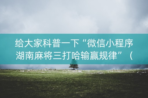 给大家科普一下“微信小程序湖南麻将三打哈输赢规律”（提高胜率技巧)