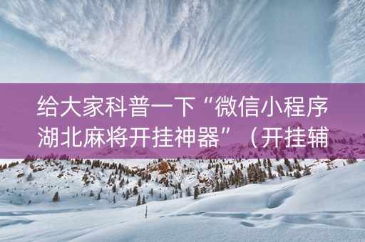 给大家科普一下“微信小程序湖北麻将开挂神器”（开挂辅助脚本)