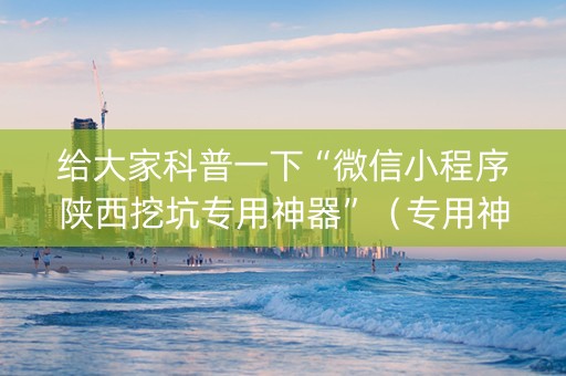 给大家科普一下“微信小程序陕西挖坑专用神器”（专用神器)