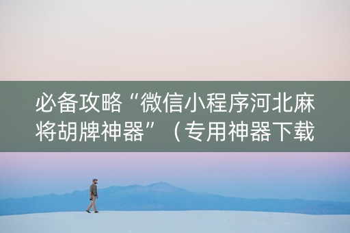 必备攻略“微信小程序河北麻将胡牌神器”（专用神器下载)