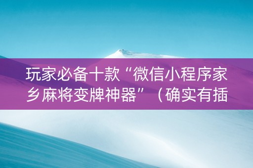 玩家必备十款“微信小程序家乡麻将变牌神器”（确实有插件吗)