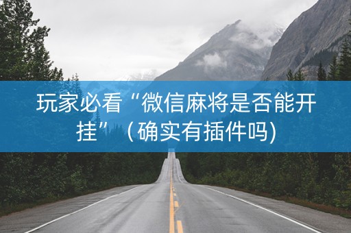 玩家必看“微信麻将是否能开挂”（确实有插件吗)