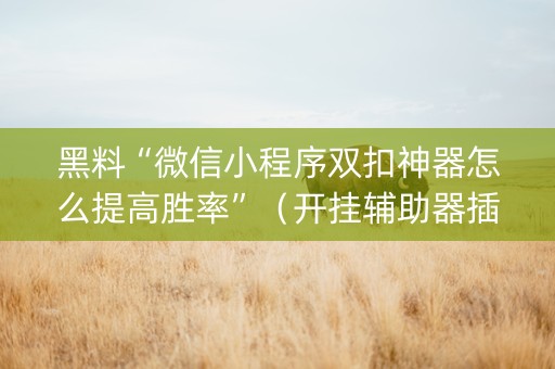 黑料“微信小程序双扣神器怎么提高胜率”（开挂辅助器插件)