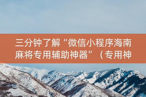 三分钟了解“微信小程序海南麻将专用辅助神器”（专用神器)