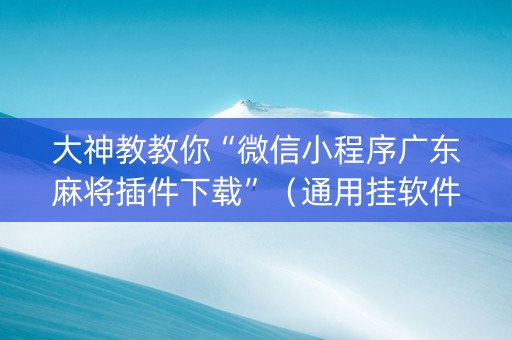 大神教教你“微信小程序广东麻将插件下载”（通用挂软件多少钱)