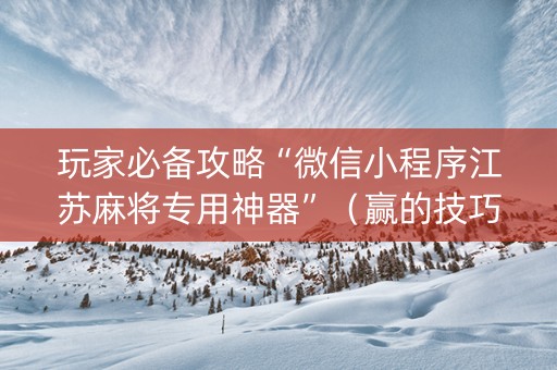 玩家必备攻略“微信小程序江苏麻将专用神器”（赢的技巧规律)