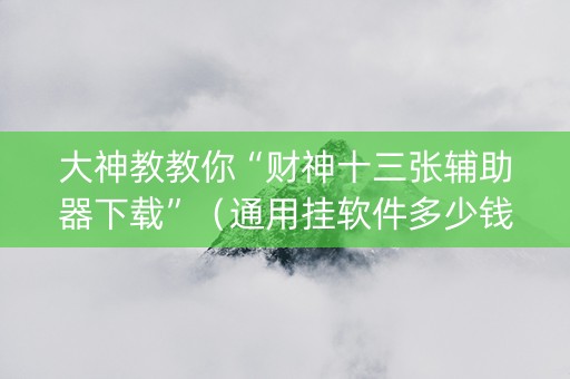 大神教教你“财神十三张辅助器下载”（通用挂软件多少钱)
