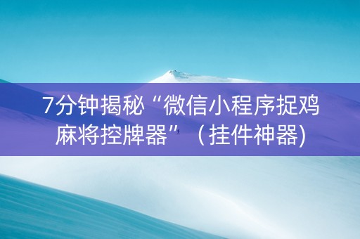 7分钟揭秘“微信小程序捉鸡麻将控牌器”（挂件神器)