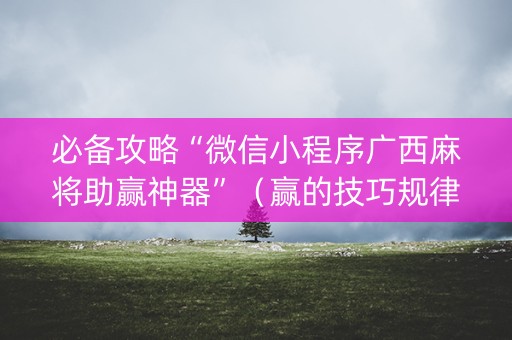 必备攻略“微信小程序广西麻将助赢神器”（赢的技巧规律)