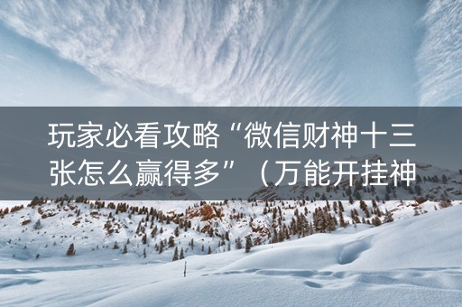 玩家必看攻略“微信财神十三张怎么赢得多”（万能开挂神器)