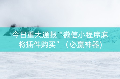 今日重大通报“微信小程序麻将插件购买”（必赢神器)
